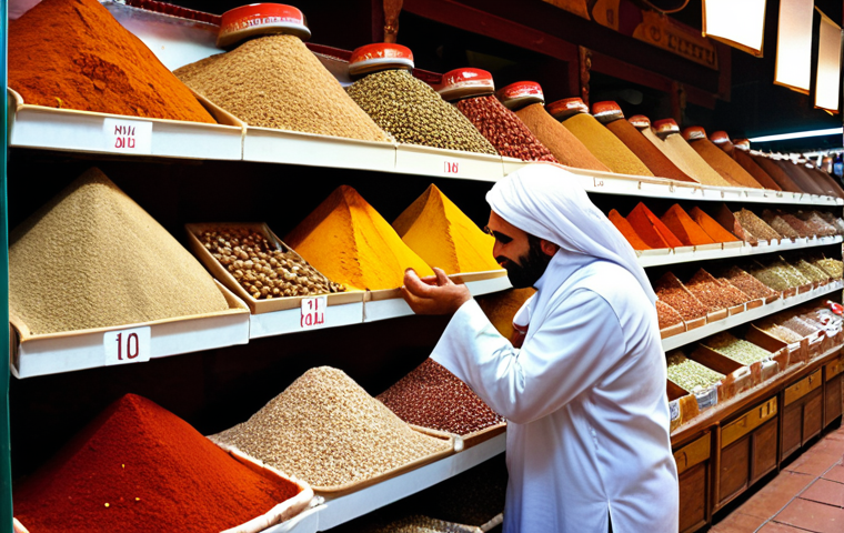 **Image:** A vibrant spice market scene in the Middle East, overflowing with colorful spices. A person is actively smelling and exploring the different aromas. The overall mood should be energetic and inspiring. Focus on sensory details and cultural richness.