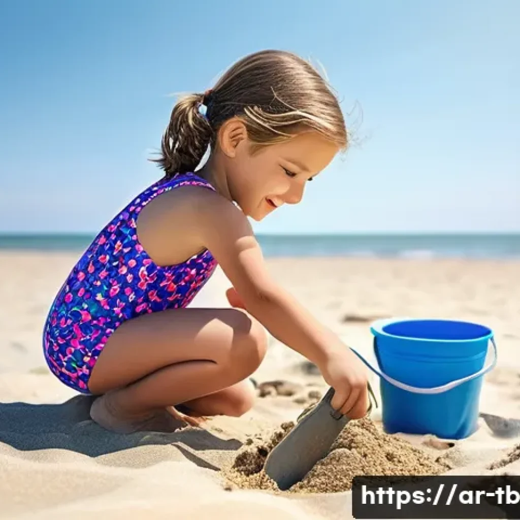 집중력 향상을 위한 일상 속 루틴 - **Prompt:** A young girl, around 7 years old, wearing a brightly colored, modest swimsuit with carto...