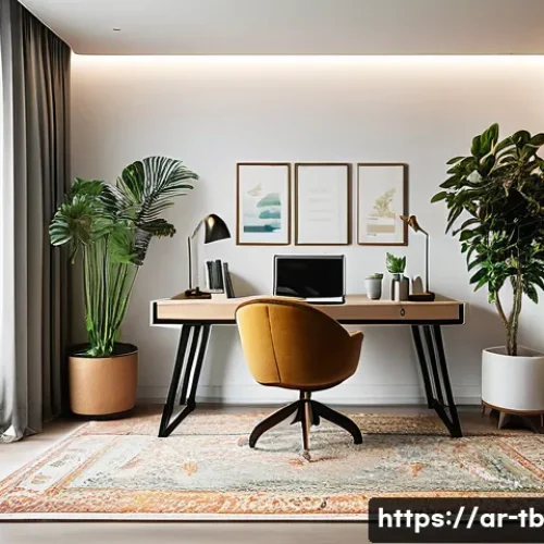 집중력 향상에 필수적인 환경 조성하기 - A serene and organized home office designed for an Arabic-speaking professional, featuring a quiet r...