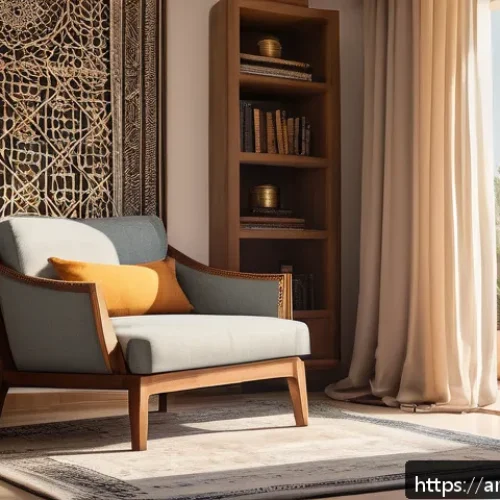 집중력을 높이는 방법으로서의 독서 - A cozy, sunlit reading nook in a modern Middle Eastern home, featuring a comfortable armchair with s...