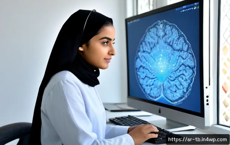 집중력 향상에 대한 최신 연구 결과 - Photorealistic modern neuroscience research scene in a Gulf Arab university laboratory, Arab female ...